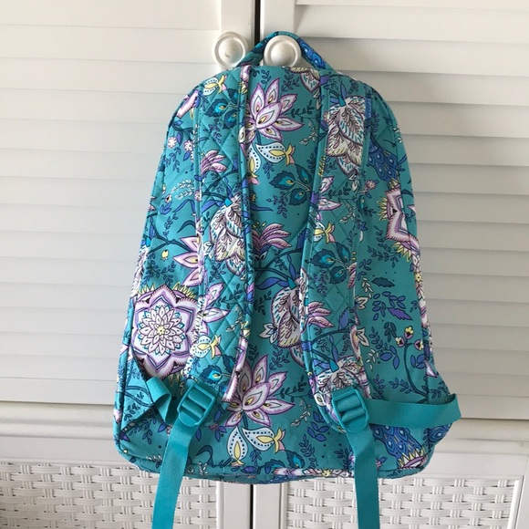 Vera Bradley LARGE Essential BACKPACK NWT PEACOCK GARDEN XL Blue Green Travel - Picture 7 of 8